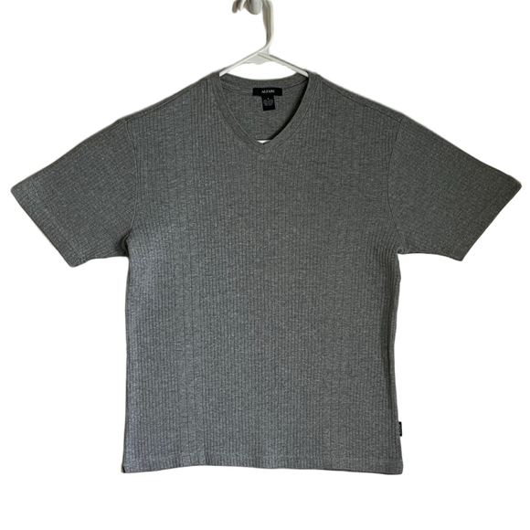 Alfani Other - Alfani Gray V-Neck Short Sleeve Ribbed Shirt